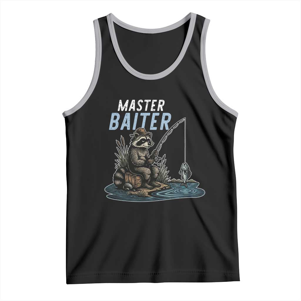 Funny Raccoon Fishing Tank Top Master Baiter Fisherman TS14 Black Athletic Heather Print Your Wear