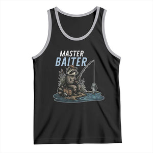 Funny Raccoon Fishing Tank Top Master Baiter Fisherman TS14 Black Athletic Heather Print Your Wear