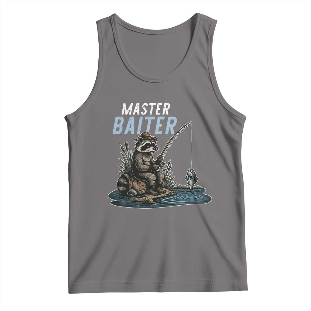Funny Raccoon Fishing Tank Top Master Baiter Fisherman TS14 Deep Heather Print Your Wear