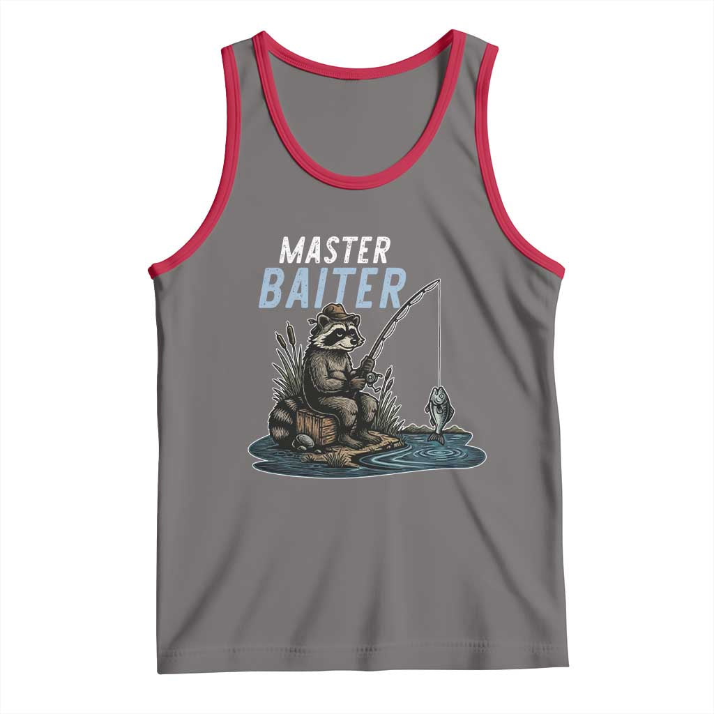 Funny Raccoon Fishing Tank Top Master Baiter Fisherman TS14 Deep Heather Red Print Your Wear