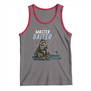 Funny Raccoon Fishing Tank Top Master Baiter Fisherman TS14 Deep Heather Red Print Your Wear