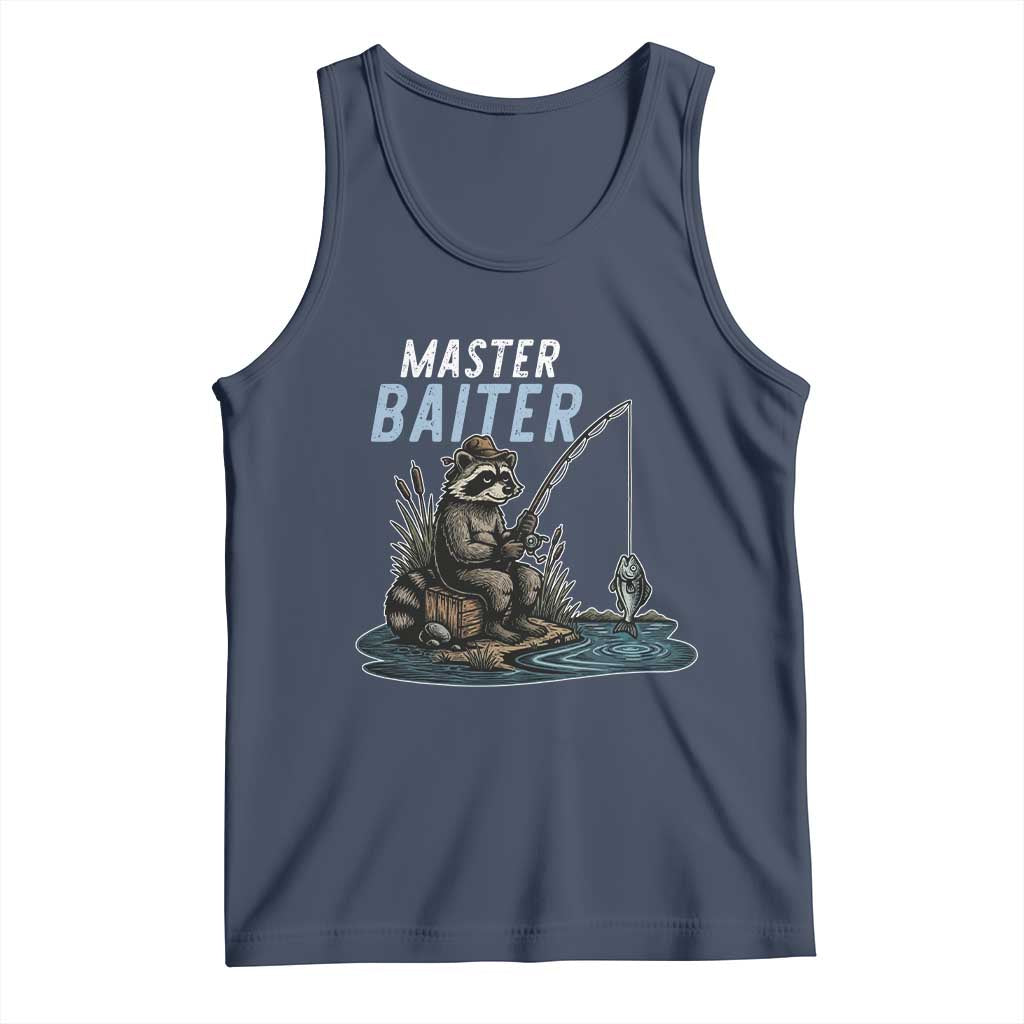Funny Raccoon Fishing Tank Top Master Baiter Fisherman TS14 Navy Print Your Wear