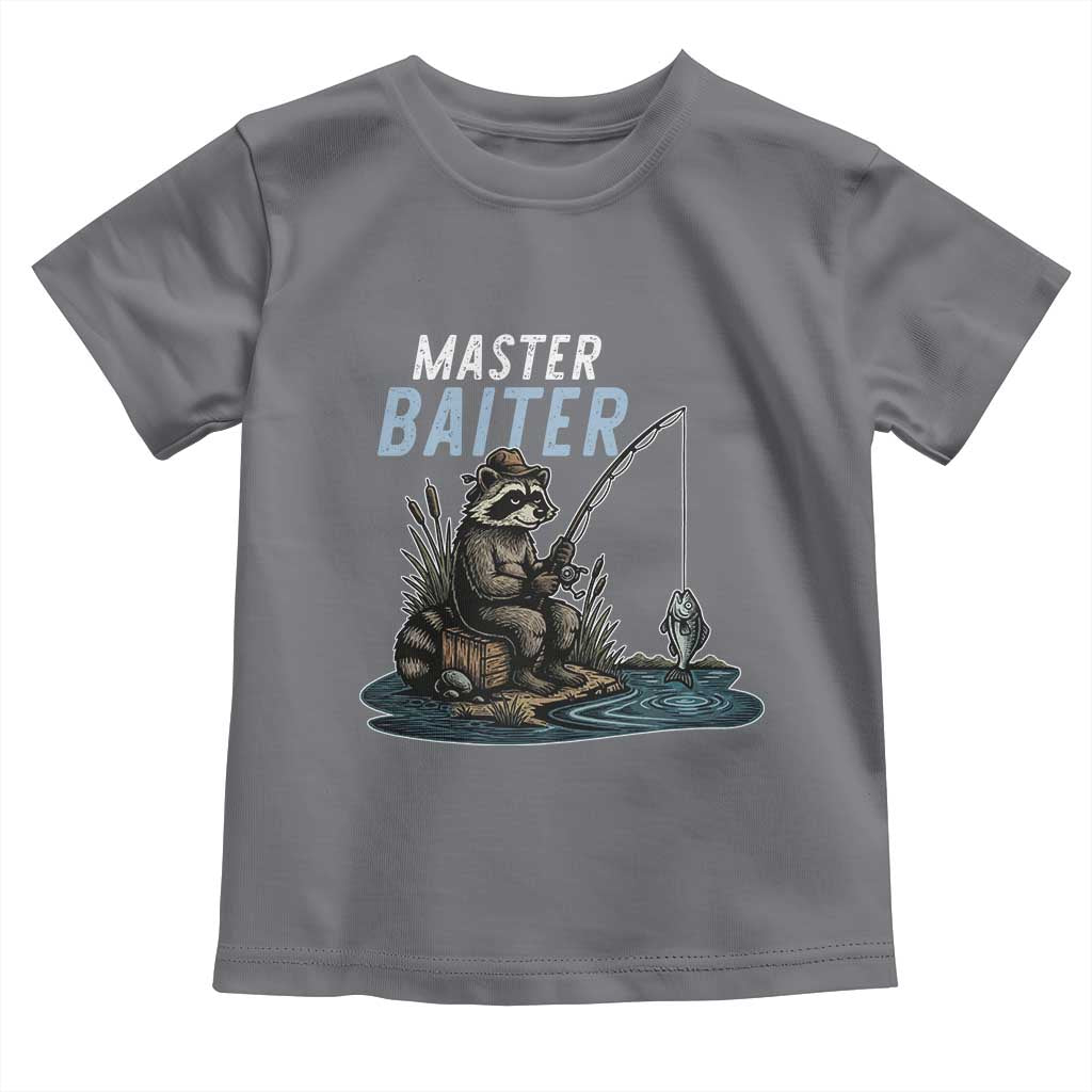 Funny Raccoon Fishing Toddler T Shirt Master Baiter Fisherman TS14 Charcoal Print Your Wear