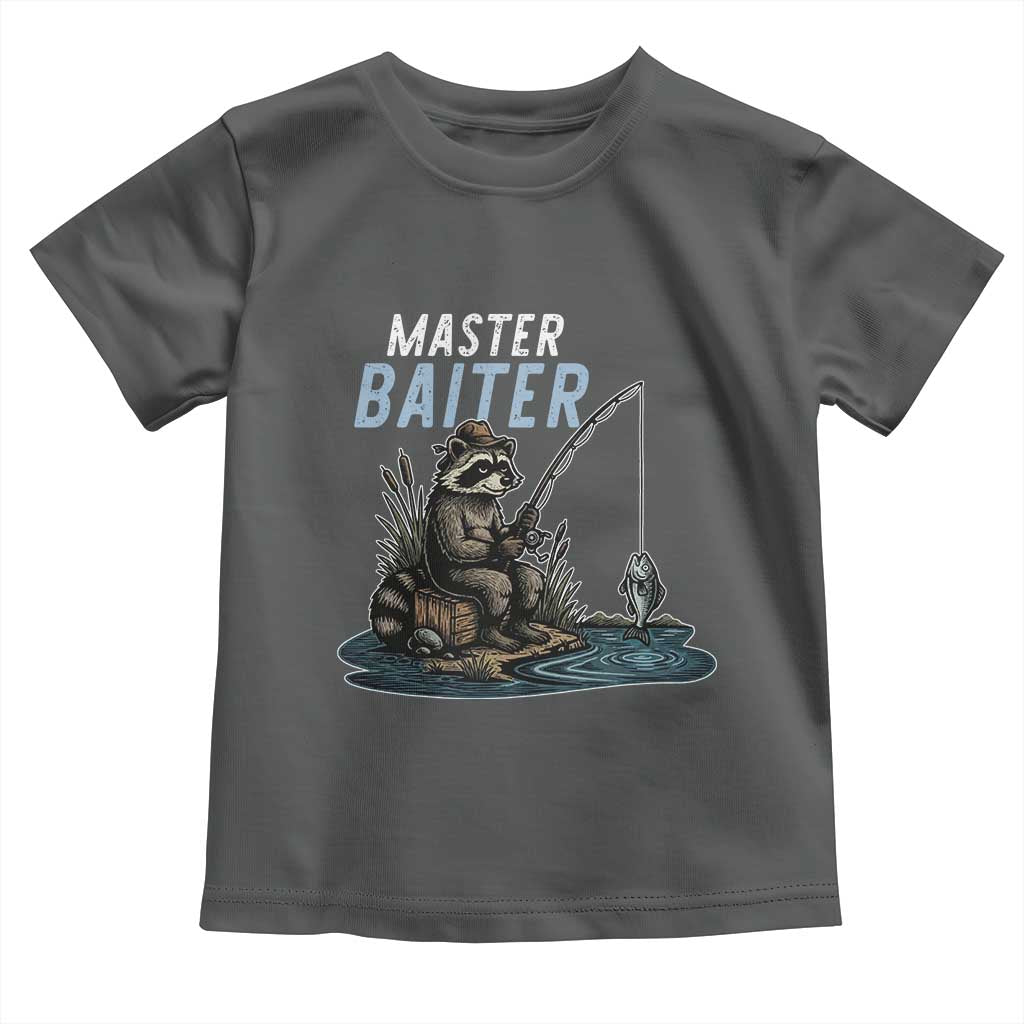 Funny Raccoon Fishing Toddler T Shirt Master Baiter Fisherman TS14 Dark Heather Print Your Wear