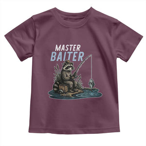 Funny Raccoon Fishing Toddler T Shirt Master Baiter Fisherman TS14 Maroon Print Your Wear