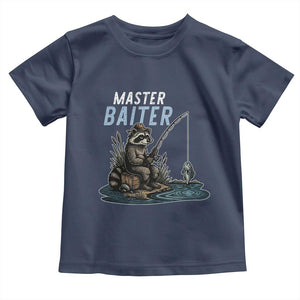 Funny Raccoon Fishing Toddler T Shirt Master Baiter Fisherman TS14 Navy Print Your Wear