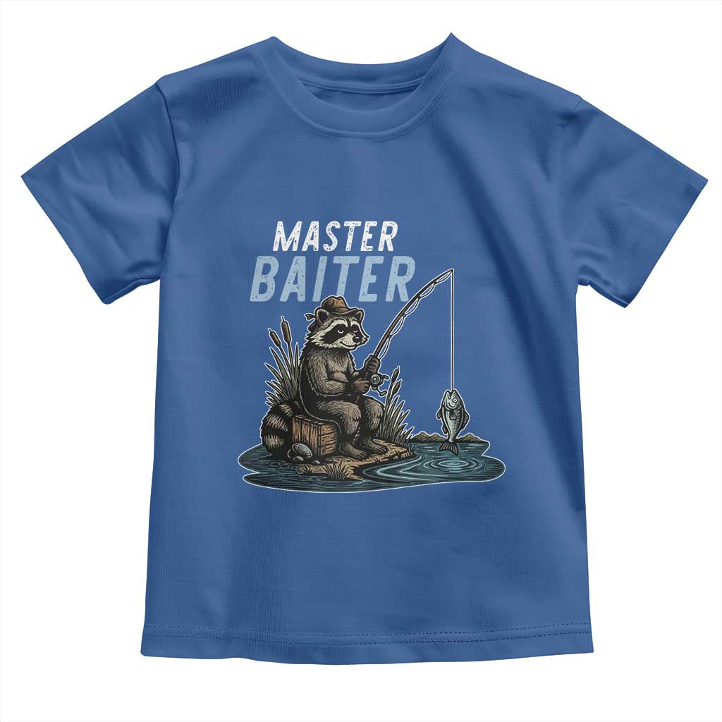 Funny Raccoon Fishing Toddler T Shirt Master Baiter Fisherman TS14 Royal Blue Print Your Wear