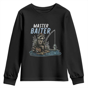 Funny Raccoon Fishing Youth Sweatshirt Master Baiter Fisherman TS14 Black Print Your Wear