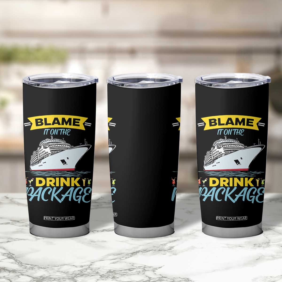 Funny Cruise Vacation Tumbler Cup Blame It On The Drink Package TS14 Print Your Wear