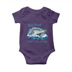 Funny Cruise Vacation Baby Onesie This Week I Do Not Give A Ship TS14 Purple Print Your Wear