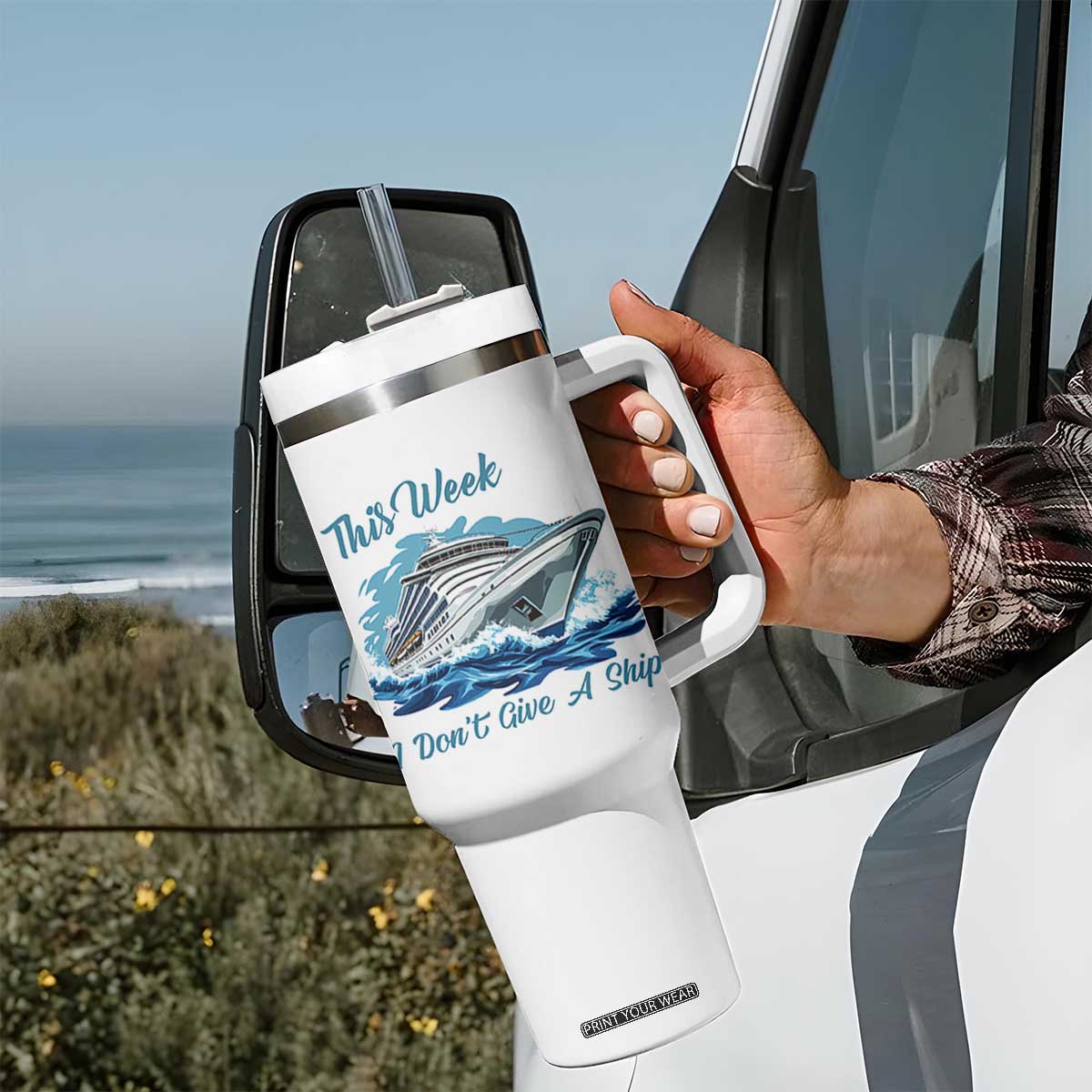 Funny Cruise Vacation Tumbler With Handle This Week I Do Not Give A Ship TS14 Print Your Wear