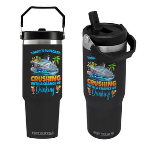 Funny Cruise Vacation Trip Drinking Flip Straw Tumbler Today Is Forecast Cruising With A Chance Of Drinking TS14 One Size: 30 oz Black Print Your Wear