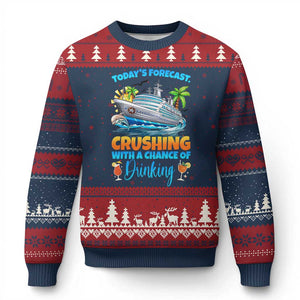 Funny Cruise Vacation Trip Drinking Ugly Christmas Sweater Today Is Forecast Cruising With A Chance Of Drinking TS14 Navy Red Print Your Wear