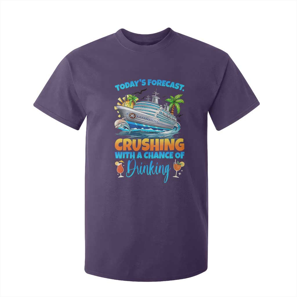 Funny Cruise Vacation Trip Drinking T Shirt For Kid Today Is Forecast Cruising With A Chance Of Drinking TS14 Purple Print Your Wear