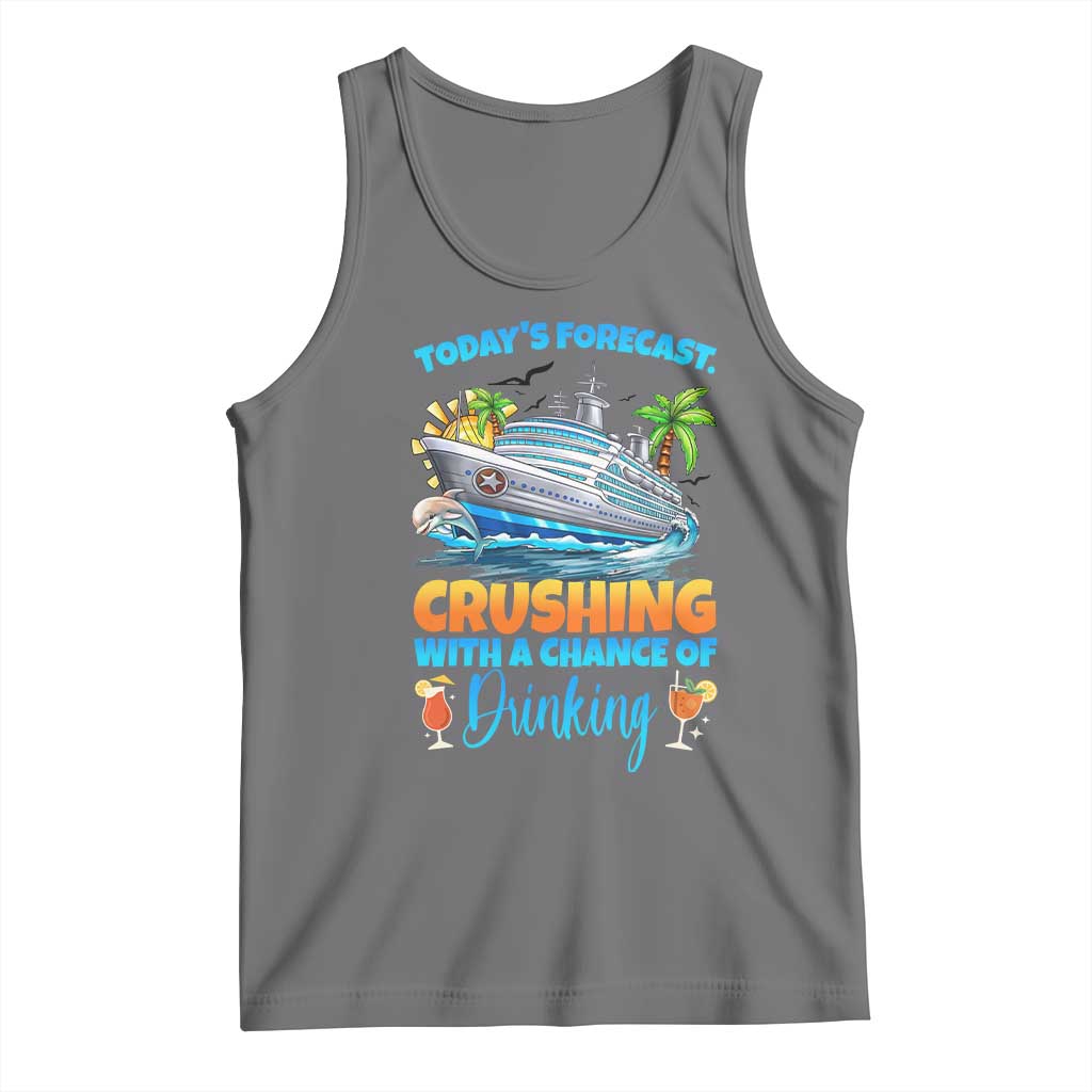 Funny Cruise Vacation Trip Drinking Tank Top Today Is Forecast Cruising With A Chance Of Drinking TS14 Black Heather Print Your Wear