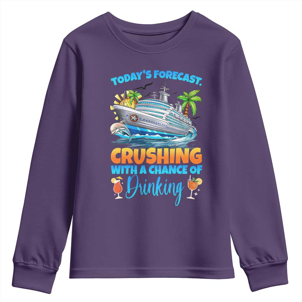 Funny Cruise Vacation Trip Drinking Youth Sweatshirt Today Is Forecast Cruising With A Chance Of Drinking TS14 Purple Print Your Wear