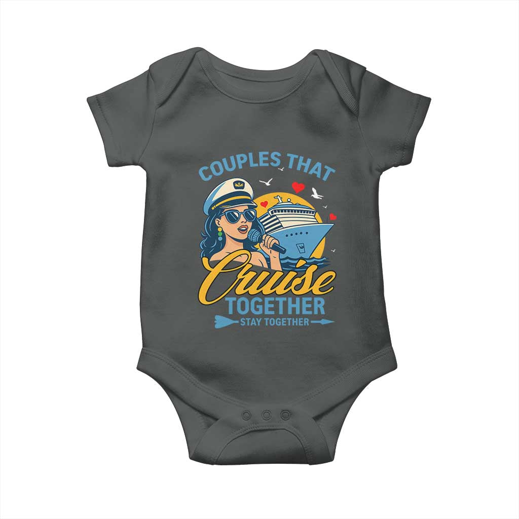 Couples That Cruise Together Stay Together Baby Onesie Funny Cruising Couples TS14 Dark Heather Print Your Wear