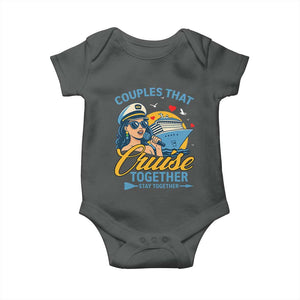 Couples That Cruise Together Stay Together Baby Onesie Funny Cruising Couples TS14 Dark Heather Print Your Wear
