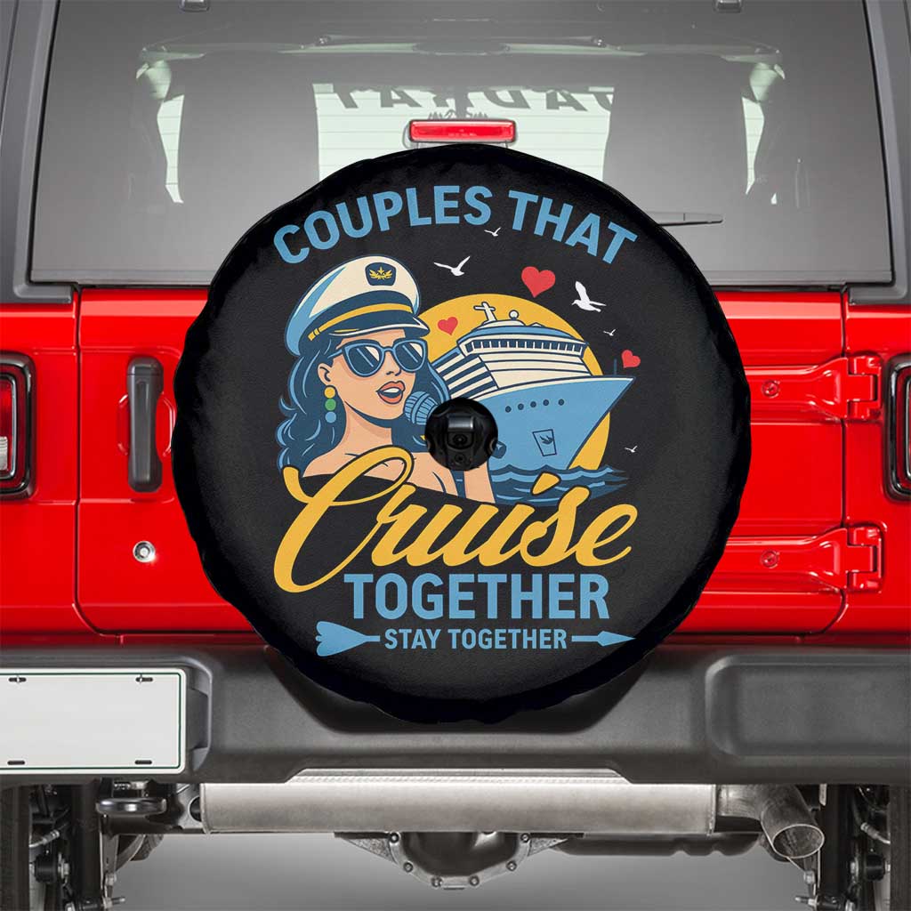 Couples That Cruise Together Stay Together Spare Tire Cover Funny Cruising Couples TS14 Black Print Your Wear
