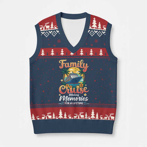 Family Cruise Making Memories For A Life Time V-Neck Knit Sweater Vest Funny Cruise Vacation Trip TS14 Navy Red Print Your Wear