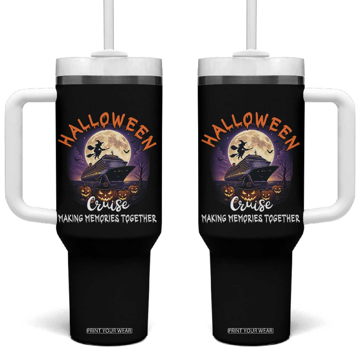 Funny Cruise Halloween Tumbler With Handle Making Memories Together TS14 One Size: 40 oz Black Print Your Wear