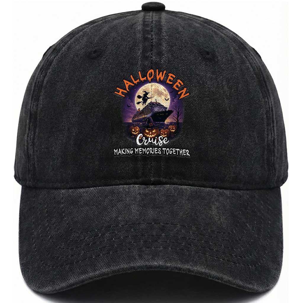 Funny Cruise Halloween Washed Cotton Baseball Cap Making Memories Together TS14 Washed Cap Universal Fit Black Print Your Wear