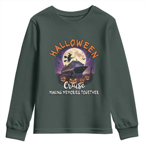 Funny Cruise Halloween Youth Sweatshirt Making Memories Together TS14 Dark Forest Green Print Your Wear
