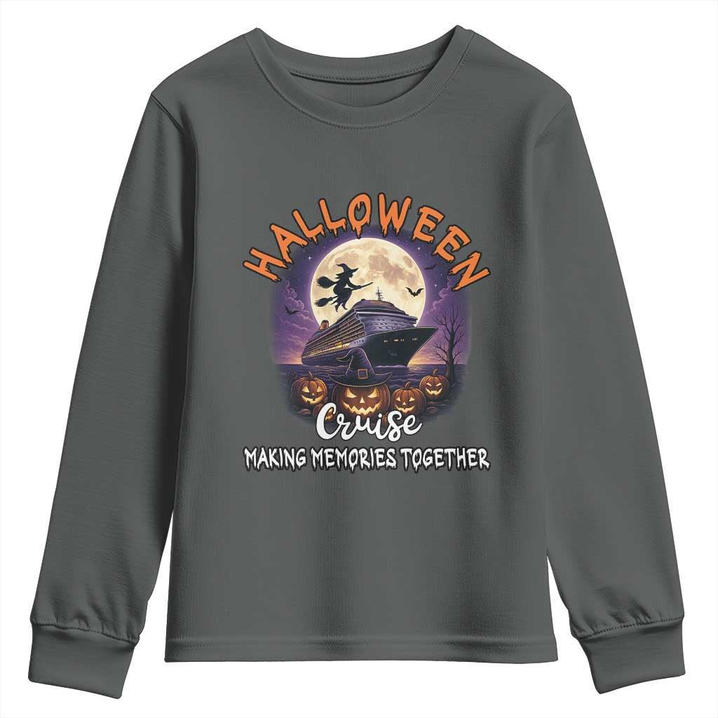 Funny Cruise Halloween Youth Sweatshirt Making Memories Together TS14 Dark Heather Print Your Wear