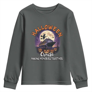 Funny Cruise Halloween Youth Sweatshirt Making Memories Together TS14 Dark Heather Print Your Wear