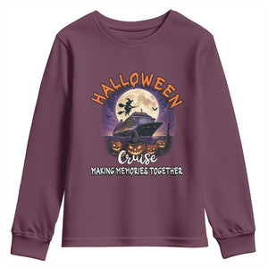 Funny Cruise Halloween Youth Sweatshirt Making Memories Together TS14 Maroon Print Your Wear