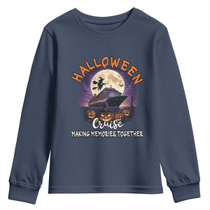 Funny Cruise Halloween Youth Sweatshirt Making Memories Together TS14 Navy Print Your Wear