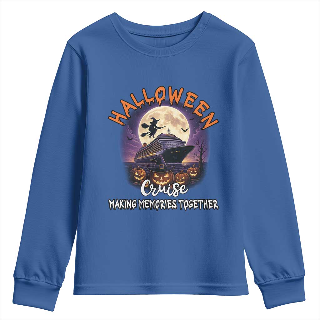 Funny Cruise Halloween Youth Sweatshirt Making Memories Together TS14 Royal Blue Print Your Wear