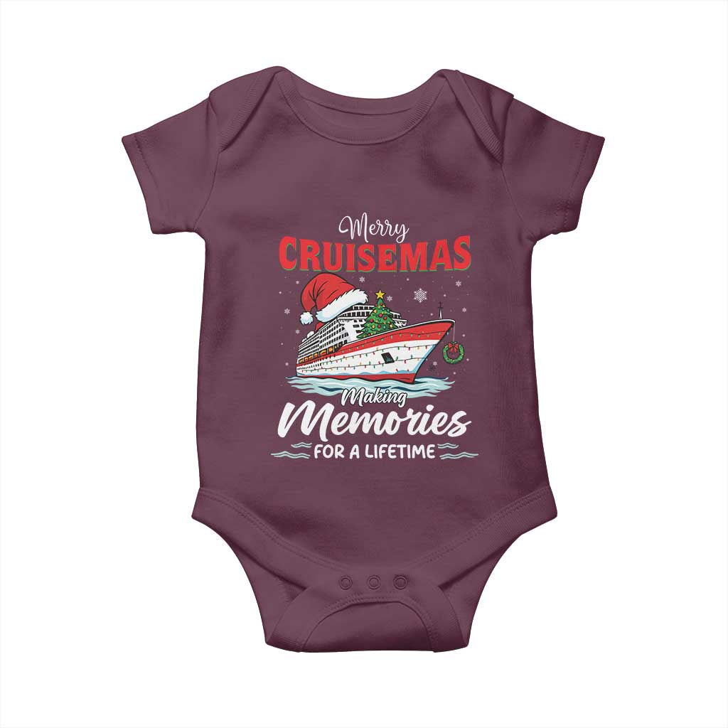 Christmas Cruise Baby Onesie Merry Cruisemas Making Memories For A Life Time TS14 Maroon Print Your Wear