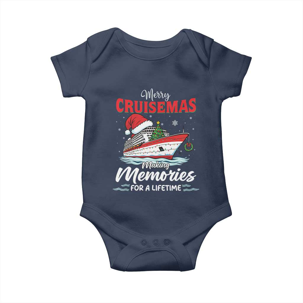 Christmas Cruise Baby Onesie Merry Cruisemas Making Memories For A Life Time TS14 Navy Print Your Wear