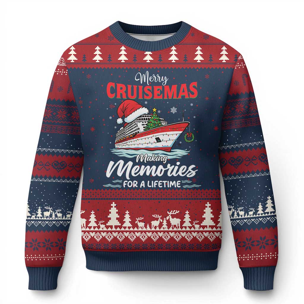 Xmas Cruise Ugly Christmas Sweater Merry Cruisemas Making Memories For A Life Time TS14 Navy Red Print Your Wear