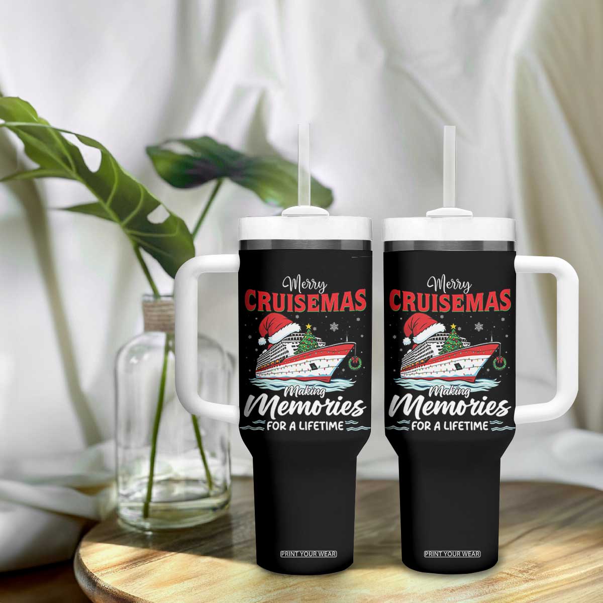 Christmas Cruise Tumbler With Handle Merry Cruisemas Making Memories For A Life Time TS14 Print Your Wear