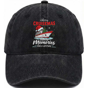 Christmas Cruise Washed Cotton Baseball Cap Merry Cruisemas Making Memories For A Life Time TS14 Washed Cap Universal Fit Black Print Your Wear
