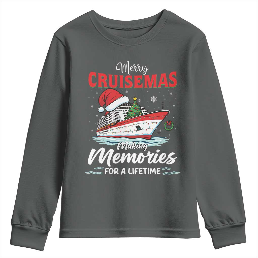 Christmas Cruise Youth Sweatshirt Merry Cruisemas Making Memories For A Life Time TS14 Dark Heather Print Your Wear