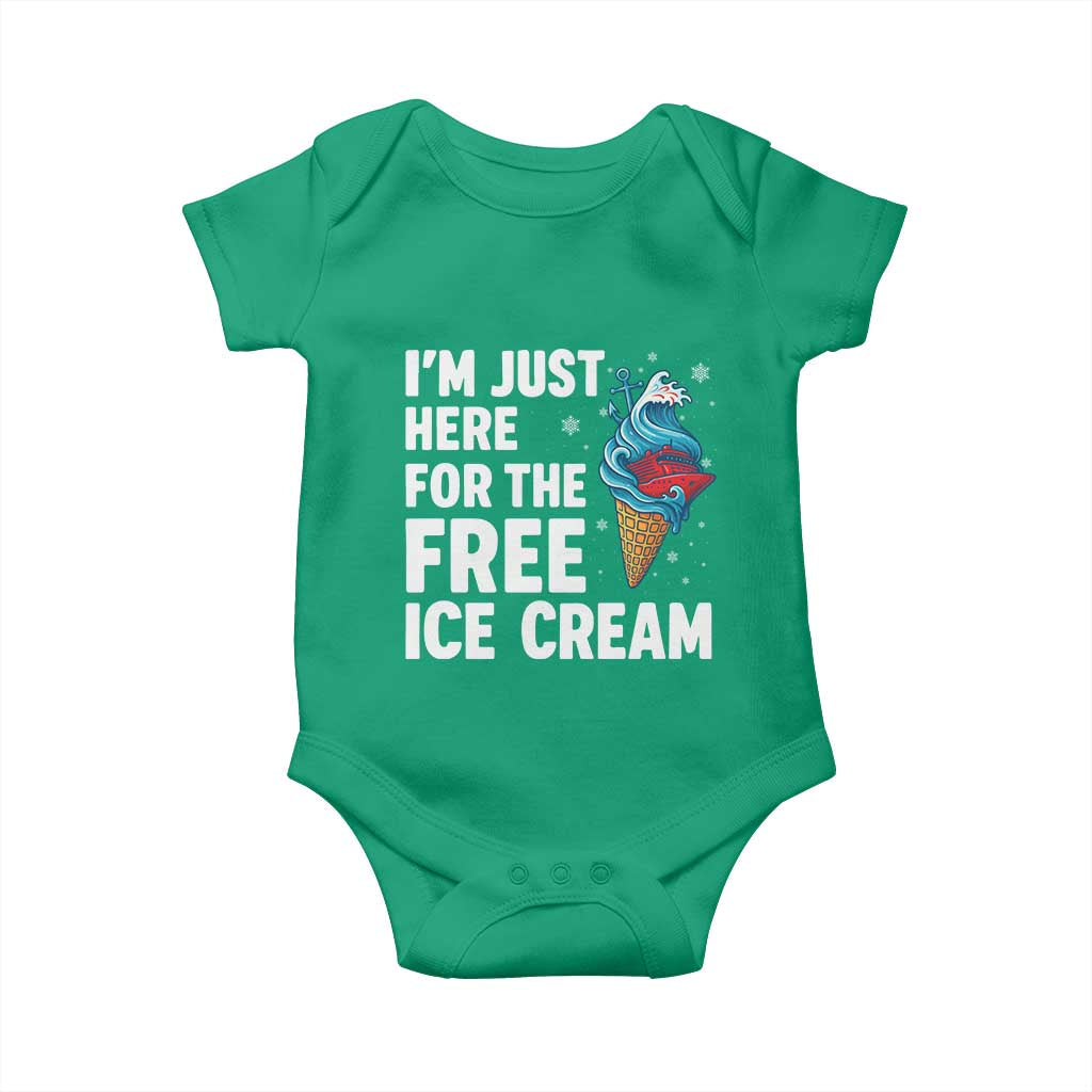 Funny Cruise Baby Onesie I Am Just Here For The Free Ice Cream TS14 Irish Green Print Your Wear