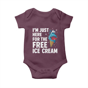 Funny Cruise Baby Onesie I Am Just Here For The Free Ice Cream TS14 Maroon Print Your Wear