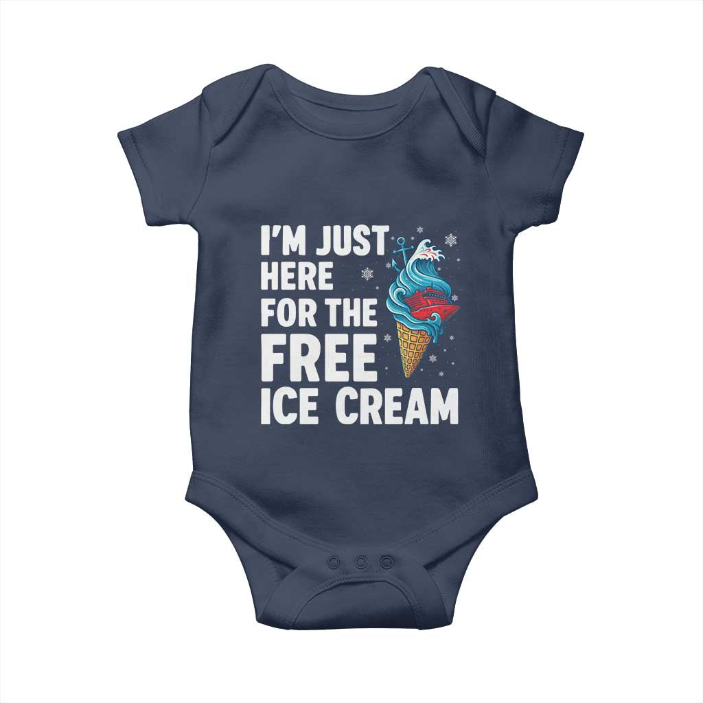 Funny Cruise Baby Onesie I Am Just Here For The Free Ice Cream TS14 Navy Print Your Wear