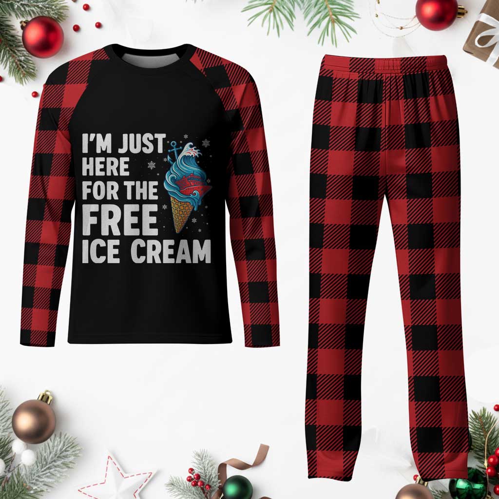 Funny Cruise Plaid Pajama Set I Am Just Here For The Free Ice Cream TS14 Buffalo Plaid Print Your Wear