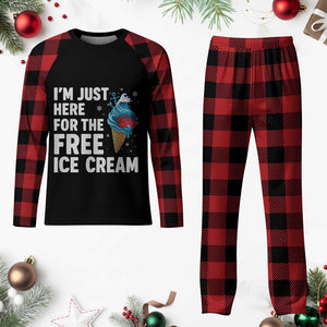 Funny Cruise Plaid Pajama Set I Am Just Here For The Free Ice Cream TS14 Buffalo Plaid Print Your Wear