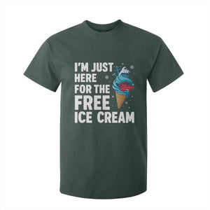 Funny Cruise T Shirt For Kid I Am Just Here For The Free Ice Cream TS14 Dark Forest Green Print Your Wear