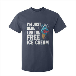 Funny Cruise T Shirt For Kid I Am Just Here For The Free Ice Cream TS14 Navy Print Your Wear