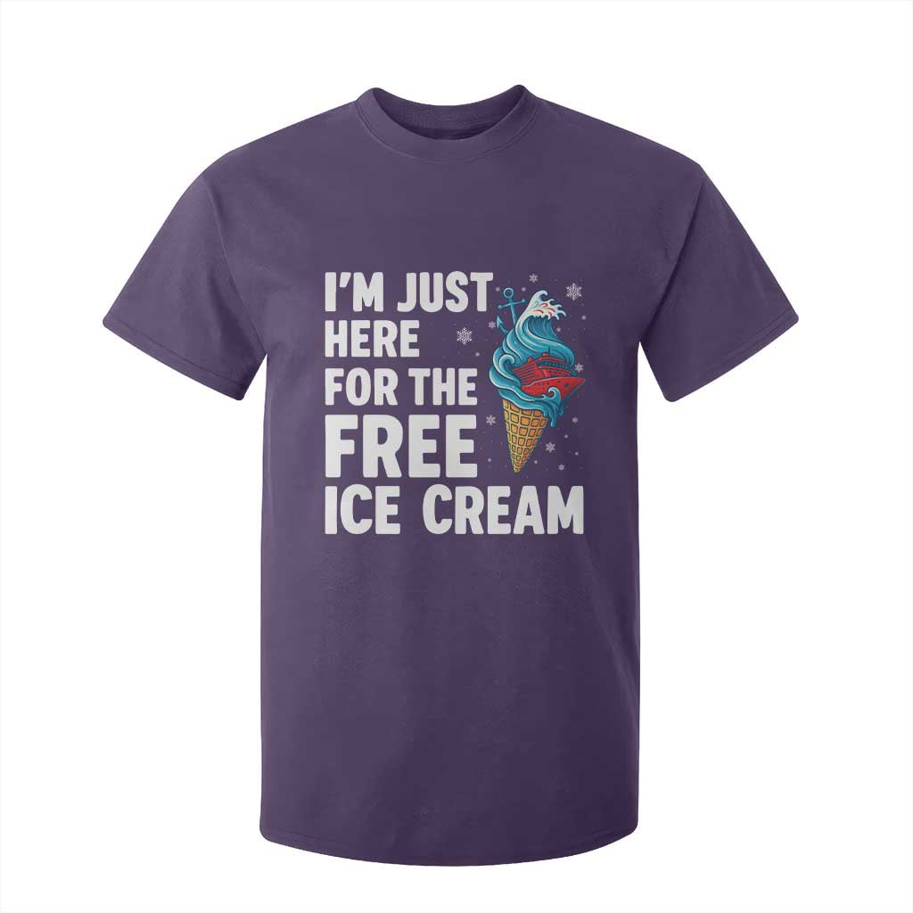 Funny Cruise T Shirt For Kid I Am Just Here For The Free Ice Cream TS14 Purple Print Your Wear