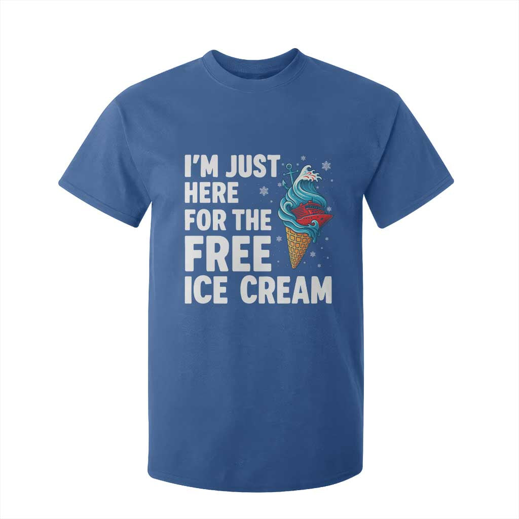 Funny Cruise T Shirt For Kid I Am Just Here For The Free Ice Cream TS14 Royal Blue Print Your Wear