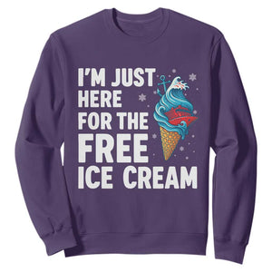 Funny Cruise Sweatshirt I Am Just Here For The Free Ice Cream TS14 Purple Print Your Wear