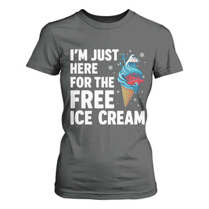 Funny Cruise T Shirt For Women I Am Just Here For The Free Ice Cream TS14 Dark Heather Print Your Wear