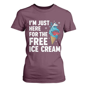 Funny Cruise T Shirt For Women I Am Just Here For The Free Ice Cream TS14 Maroon Print Your Wear